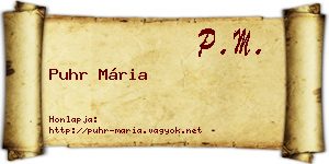Puhr Mária névjegykártya